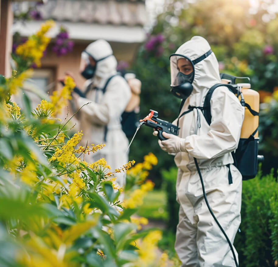 Lawn care professional inspecting and assessing residential lawn as part of lawn maintenance service process