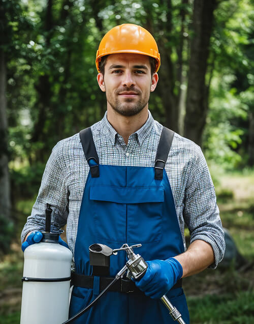 LawnSpark lawn care team member providing professional landscaping and lawn maintenance services