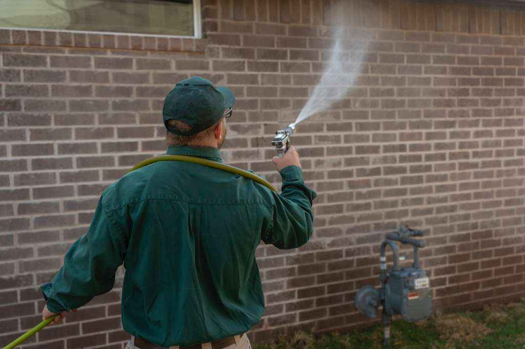 Perimeter pest control treatment banner for lawn care and pest control services around residential property